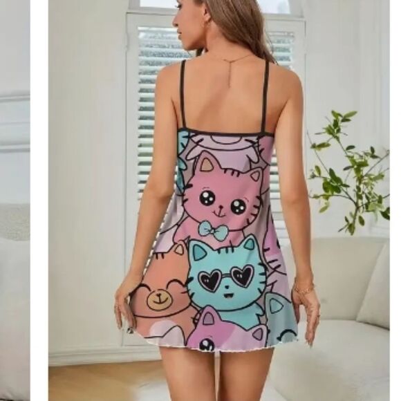 Curious Cats Women’s Night Gown sleep xl size ladies women kitty cat kitten cute - Picture 13 of 16